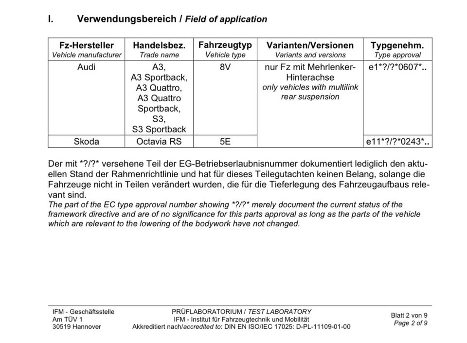 KW Feder 1020 Audi A3 S3 8V Skoda Octavia 5E ST Gewindefahrwerk in Braunschweig