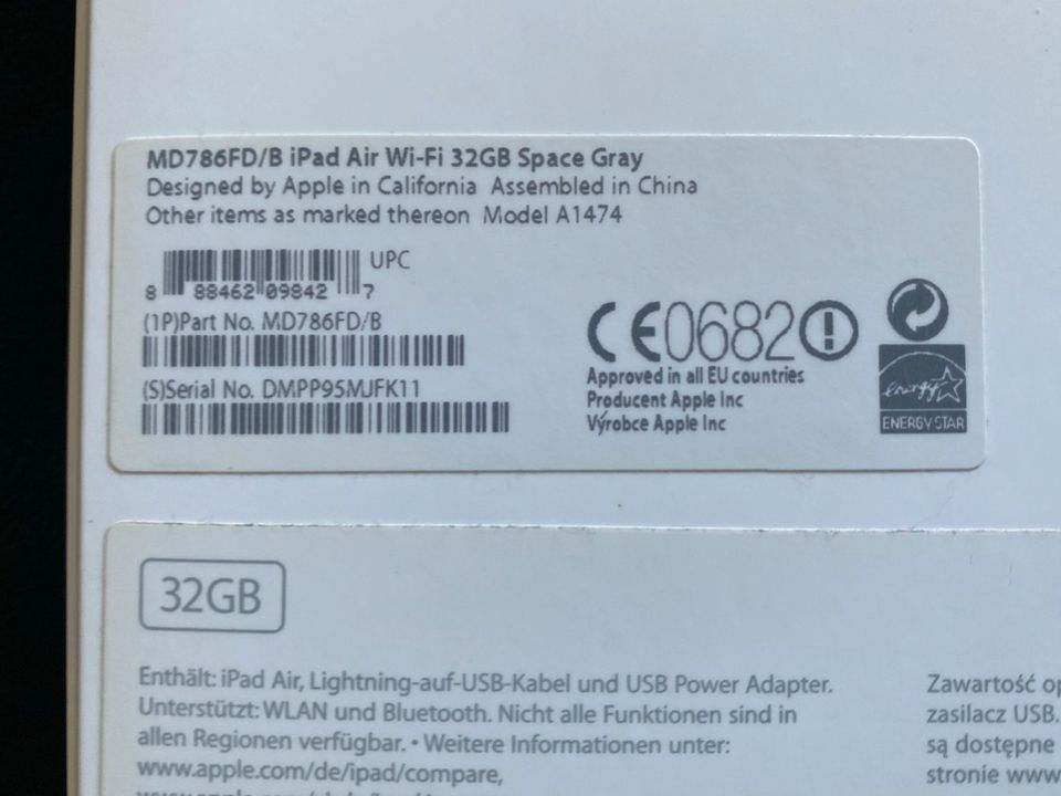 iPad Air 1. Generation Wi-Fi Space Gray  32GB in Celle