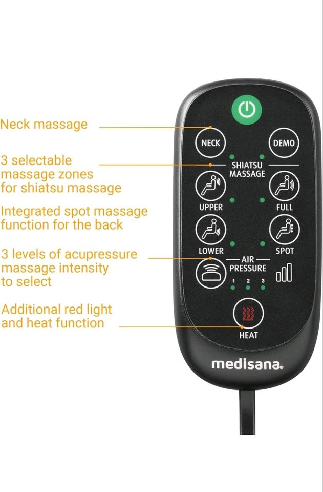 Neu Medisana MC 825 Shiatsu Massageauflage für Rücken und Nacken in Burghausen