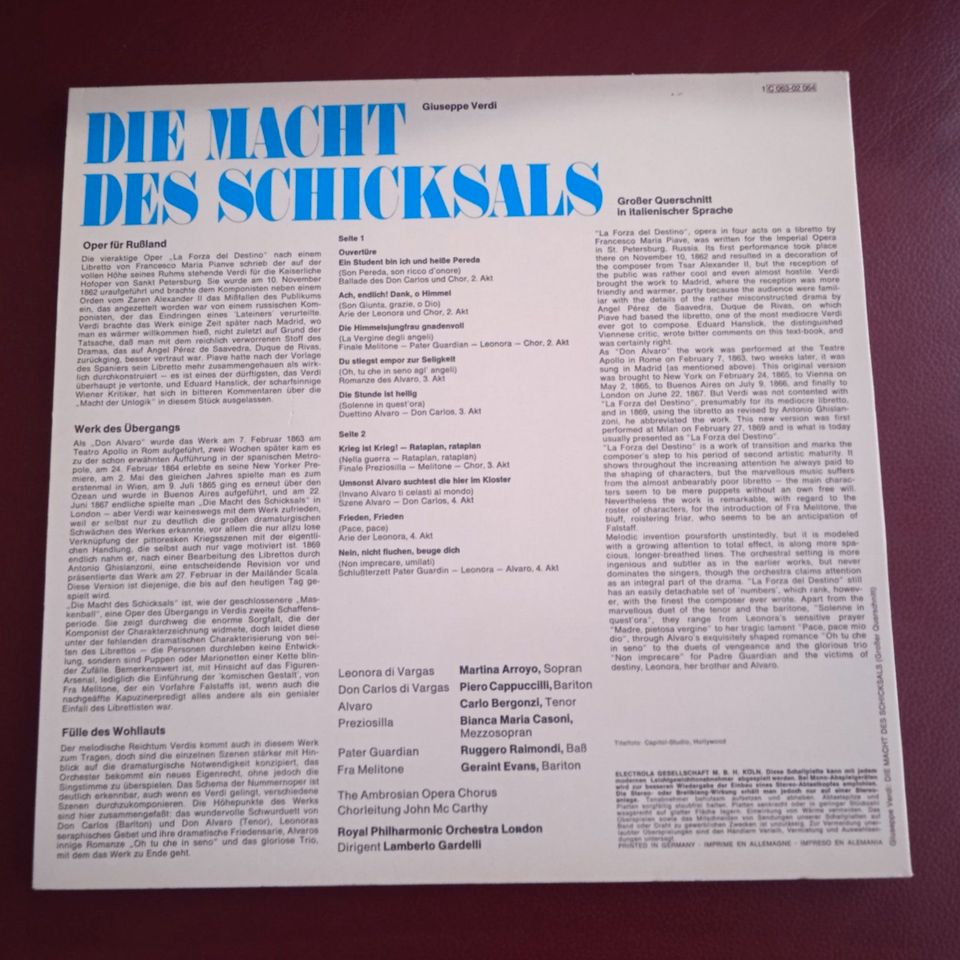 Vinyl  GIUSEPPE VERDI "Die Macht des Schicksals - italienisch" in Leipzig