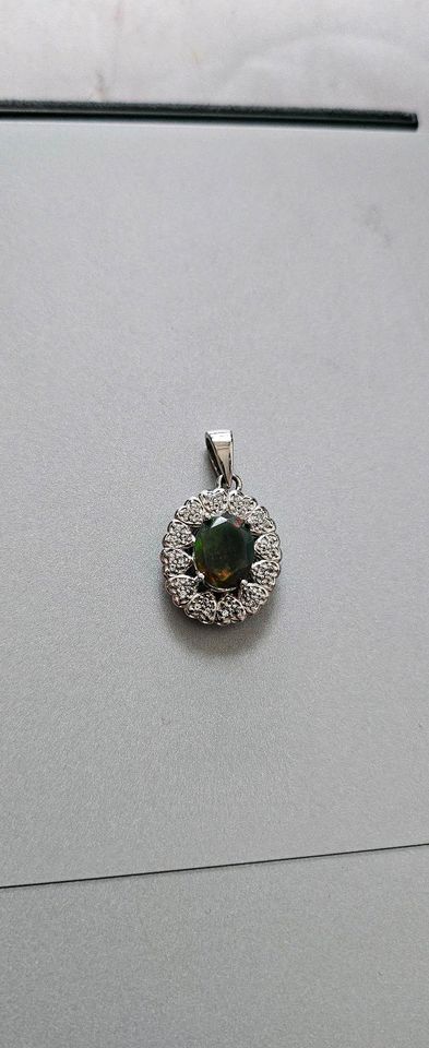 925 Silber BLACK OPAL Anhänger für Kette Edelstein TOP in Langerwehe