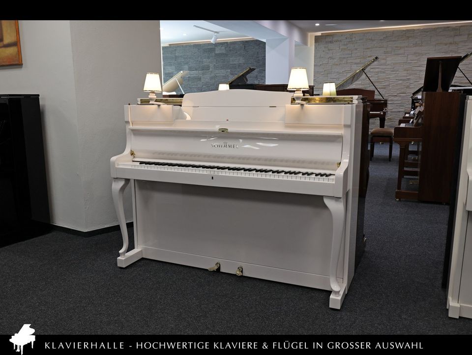 Traumhaftes Schimmel Klavier, 108C, weiß poliert ★ mit Lampen in Altenberge