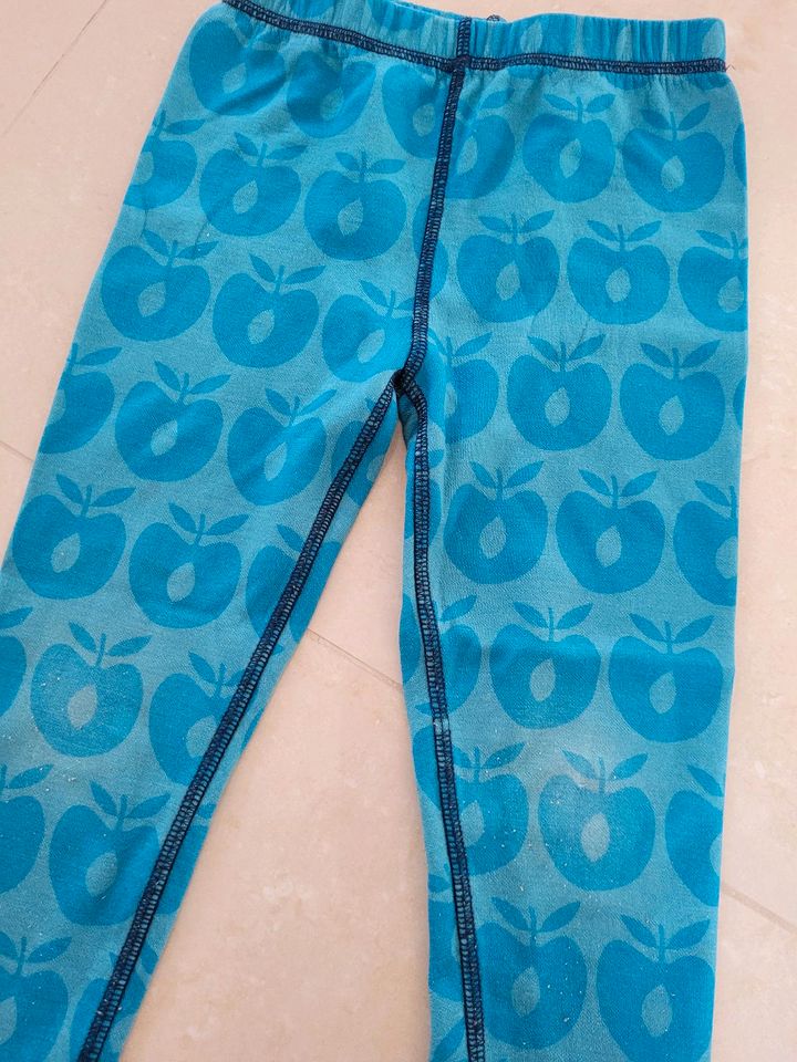 Smafolk Hose Gr. 104-110 Leggings blau Apfel Wolle in Wetschen