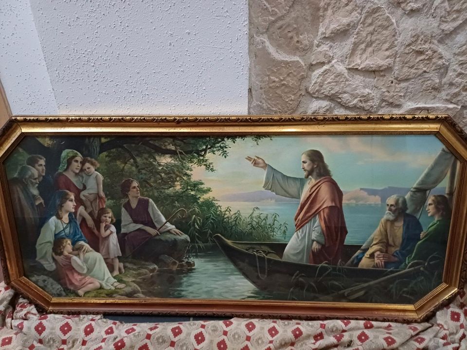 Gemälde/ Heiligenbild Die Seepredigt/ Jesus in Macken