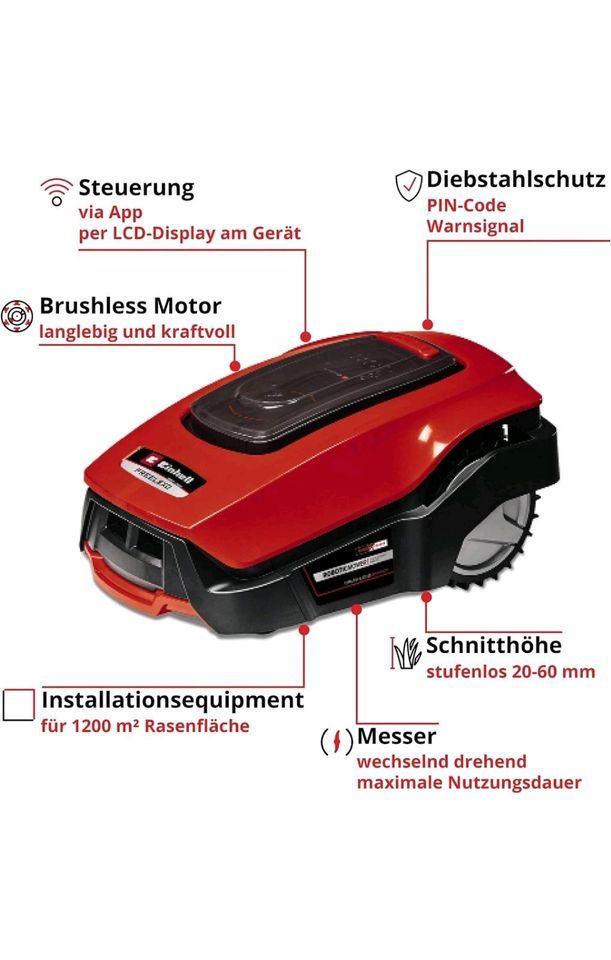 Einhell Freelexo 1200 LCD BT Mähroboter inkl Akku und Garage in Hürtgenwald