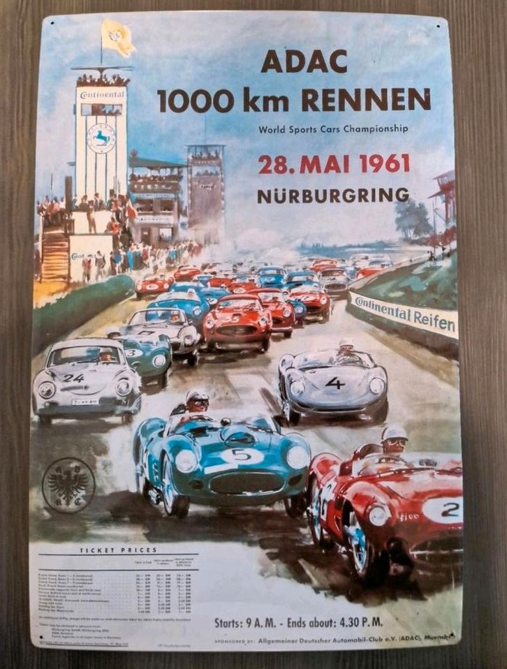 Blechschild ADAC 1000 km Rennen Nürburgring Eifel 1961 HP 84527 in Siegen