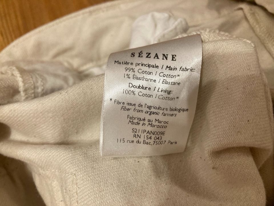 Sezane Manu Jeans Hose, beige, 42/ L, Biobaumwolle in Oberstaufen