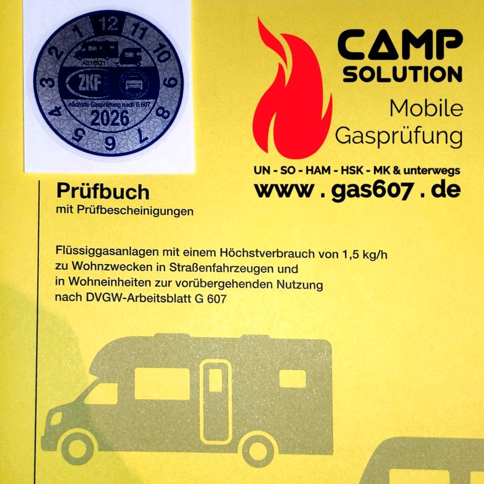 Mobile Gasprüfung G607 in Lippstadt - Wohnmobil Wohnwagen in Lippstadt