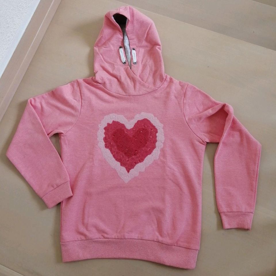 Dünner Mädchen Pullover m Kapuze, Hoody, Größe 134 140, rosa-pink in Gütersloh