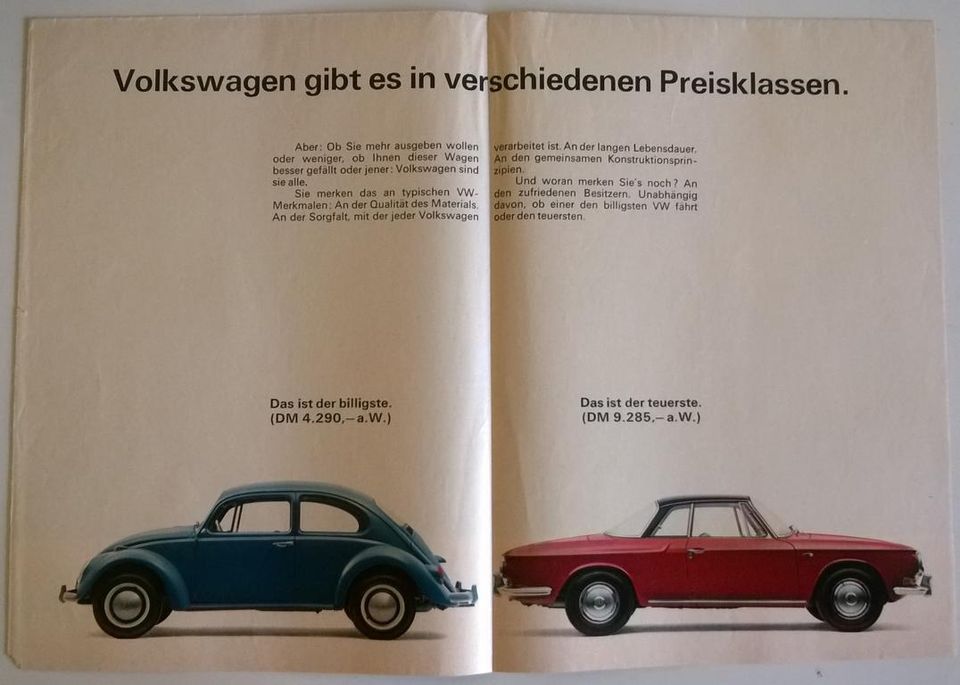 "Wieviel verschiedene Volkswagen gibt es?"-Prospekt 60er Jahre in Neustadt an der Weinstraße