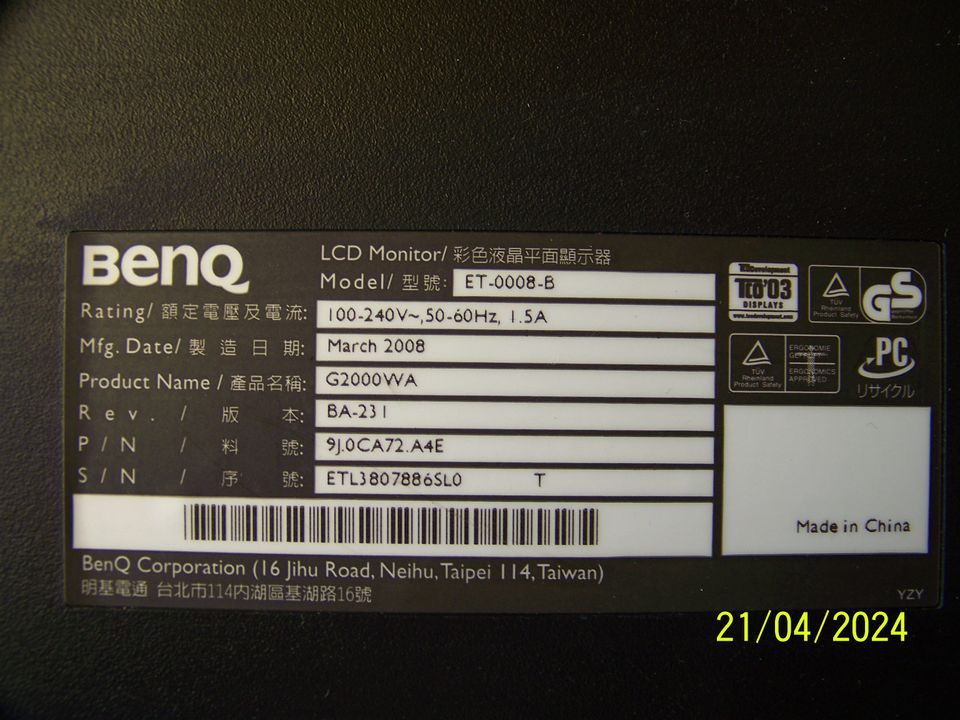 BenQ G2000WA LCD Monitor in Berlin