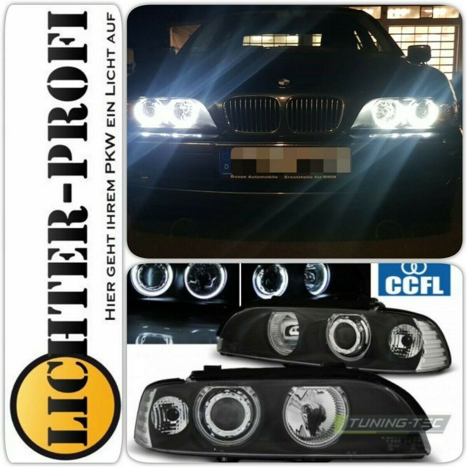 Xenon Angel Eyes Scheinwerfer Schwarz BMW E39 inkl. E-Prüfzeichen