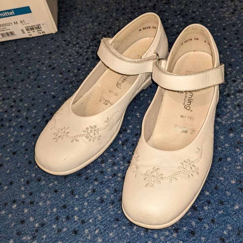 Schuhe Kommunion, Größe 34, Creme, Ballerinas, Kommunionsschuhe in Lennestadt