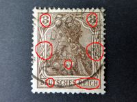 Briefmarke Deutsches Reich 3 Pfennig - Germania - Plattenfehler Baden-Württemberg - Oberstenfeld Vorschau