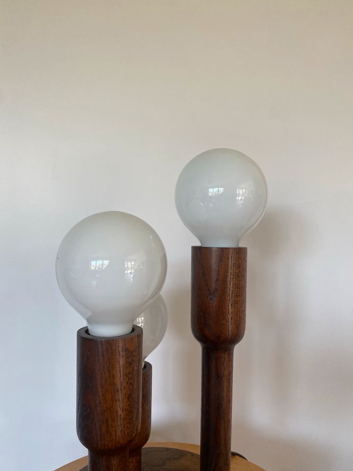 Vintage Lampe temde Leuchten Holz opalglas mid century in Preetz