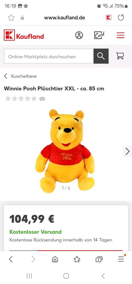 Winnie Pooh Kuscheltier Pluschtier XXL ca. 85 cm in Hemelingen -  Sebaldsbrück | Kuscheltiere günstig kaufen, gebraucht oder neu | eBay  Kleinanzeigen ist jetzt Kleinanzeigen