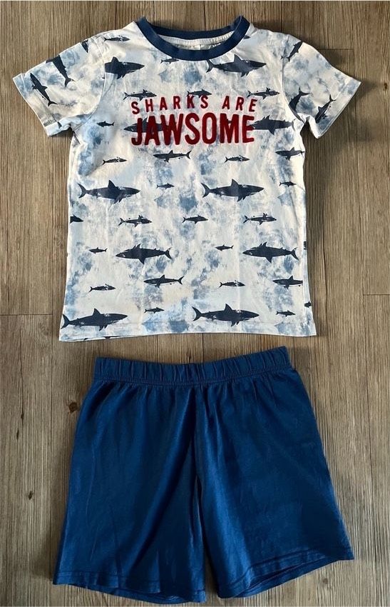 H&M Schlafanzug 122 128 blau weiß Hai Shark Schlafi in Greven
