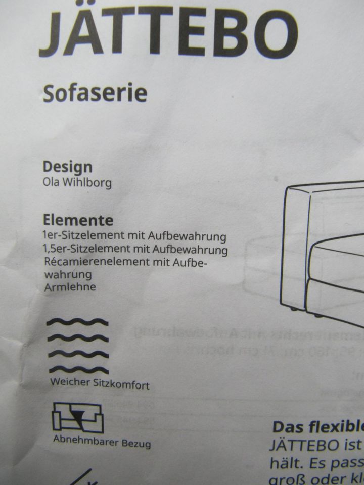 •Ikea Sofa Sitzelement 1,5er JÄTTEBO mit Aufbewahrung NP.360€• in Lehrte