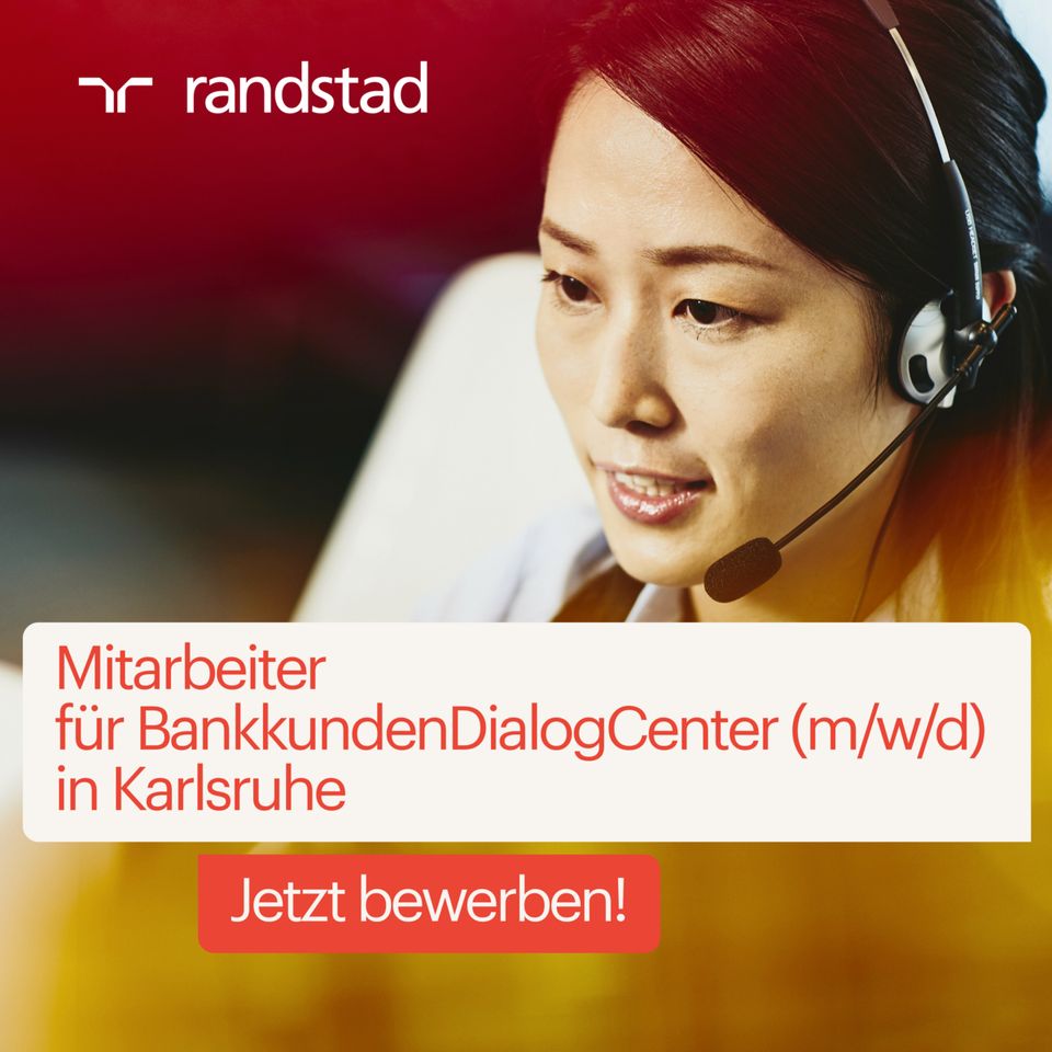 Telefonische Kundenberater für Bankkunden (m/w/d) in Karlsruhe