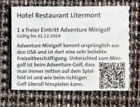 10 Gutscheine Adventure Minigolf Litermont freier Eintritt Saarland - Merchweiler Vorschau