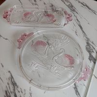 Vintage/Walther-Glas Stollenplatte/ „Schwan“ rosa aus 80er/2erSet Nordrhein-Westfalen - Radevormwald Vorschau