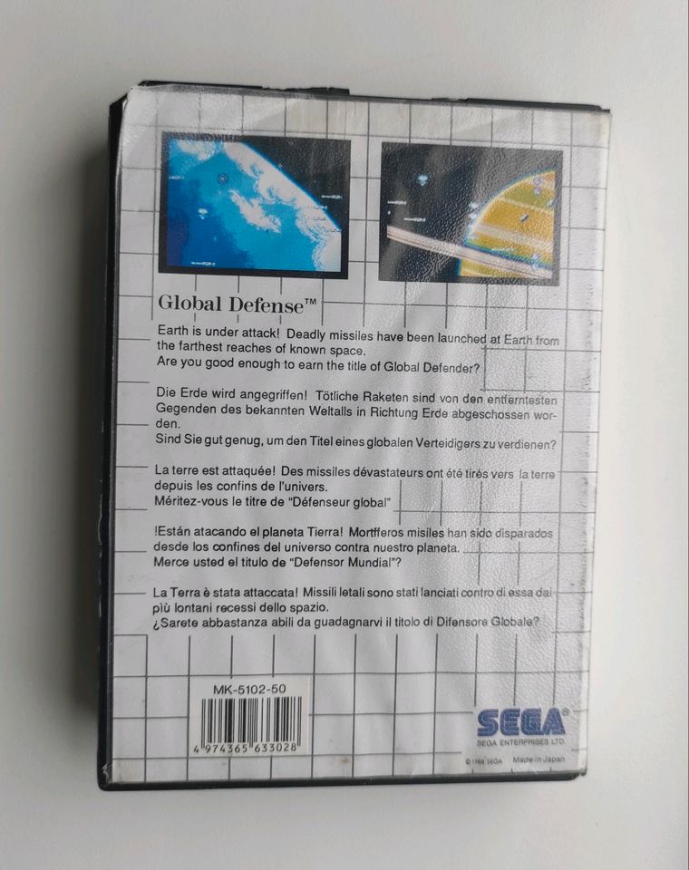 SEGA Cartridge Spiel "Global Defence" - Alt - Videospiel - Sega in Halle