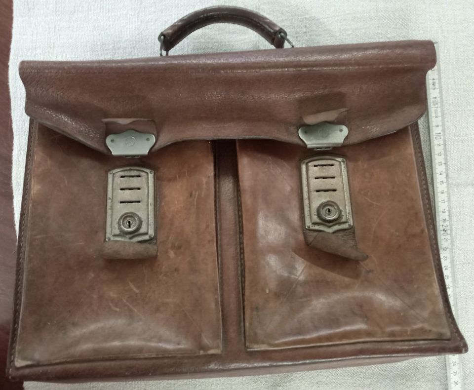 vintage Leder Tasche, Aktentasche, Schultasche, mid century, retr in Kößlarn