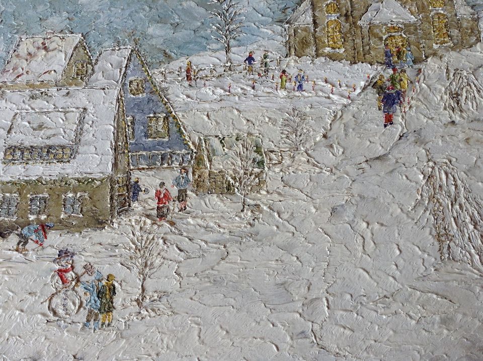 Ölgemälde - „Der erste Tag im Schnee“ 40 x 50 cm / Signiert in Ratingen