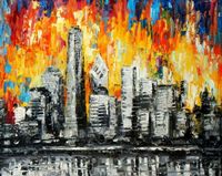 Abstrakt-New York Skyline am Abend c93642 50x60cm Ölbild handgem. Berlin - Treptow Vorschau