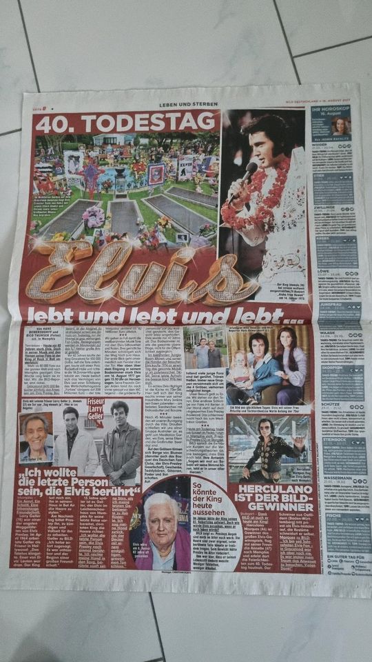 Zum 40. Todestag von Elvis Bildzeitung vom 16.08. 2017, in Bad Zwischenahn