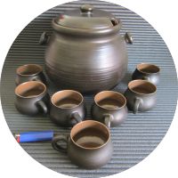 Vintage, Bowle-Set ,7 Becher, dunkelbraun, 4-5 Liter, "gebraucht" Hessen - Büttelborn Vorschau