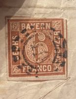 Biete Briefmarke 6 Kreuzer Bayern Franco rotbraun gestempelt Bayern - Wittislingen Vorschau