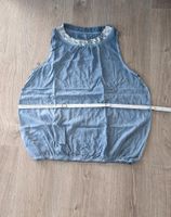 Shirt Top Batik blau grau XL 42 Pailletten armfrei luftig Sommer Schleswig-Holstein - Krummwisch Vorschau