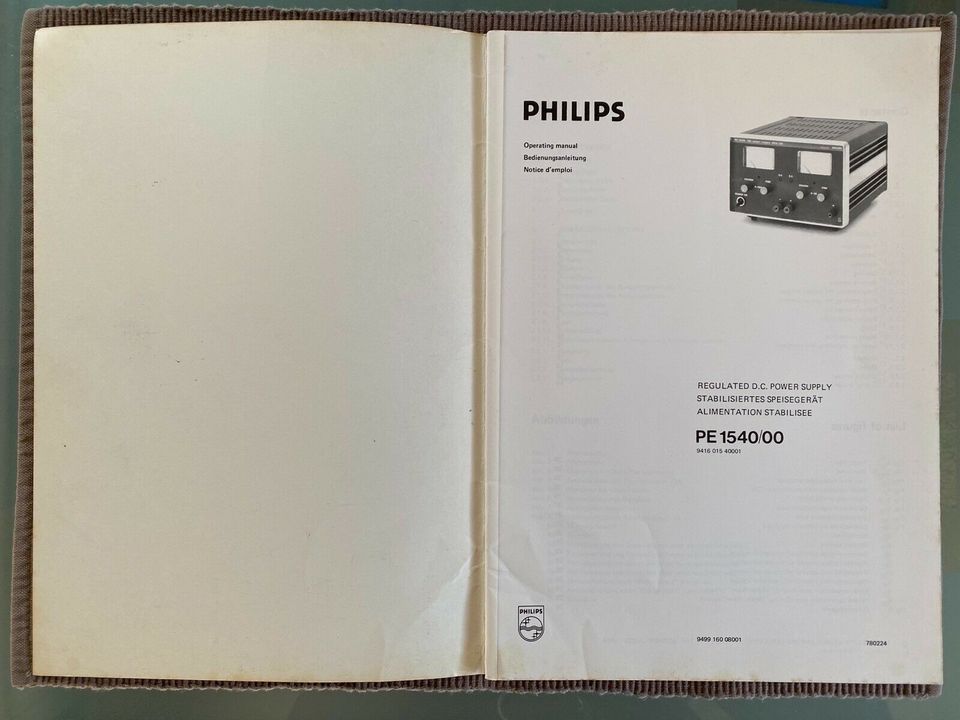 PHILIPS Bedienungsanleitung von 1978 PE 1540/00 Power Supply in Bremen