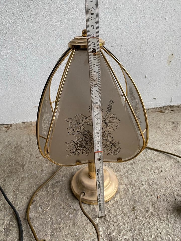 2 x Stehlampe Tischlampe Glas Gold 40 cm 85 cm in Overath