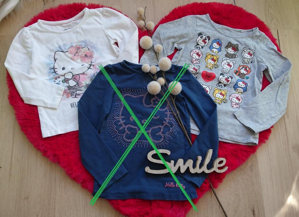 Langarmshirt weiß grau blau Hello Kitty Mädchen Gr. 110/116 in Rühen