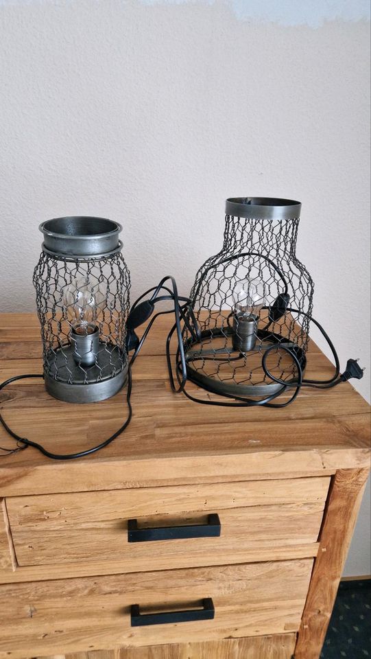 2x Light Living Tunas Zinn Tischleuchten Set Metall Draht in Uelsen