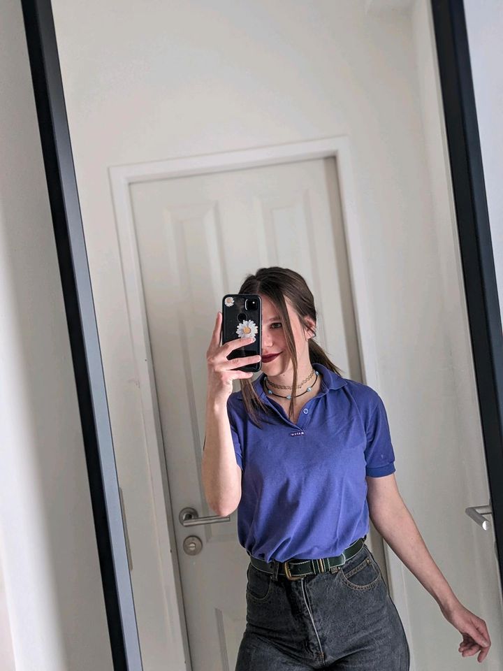 Top Shirt Poloshirt 80er Vintage violett lila T-Shirt Baumwolle in Oyten