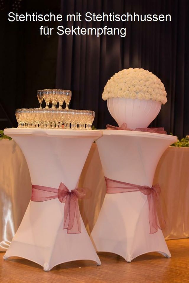 Tischdecken Tischrock Buffet Deko Stehtische- Hussen Hochzeit in Gudensberg