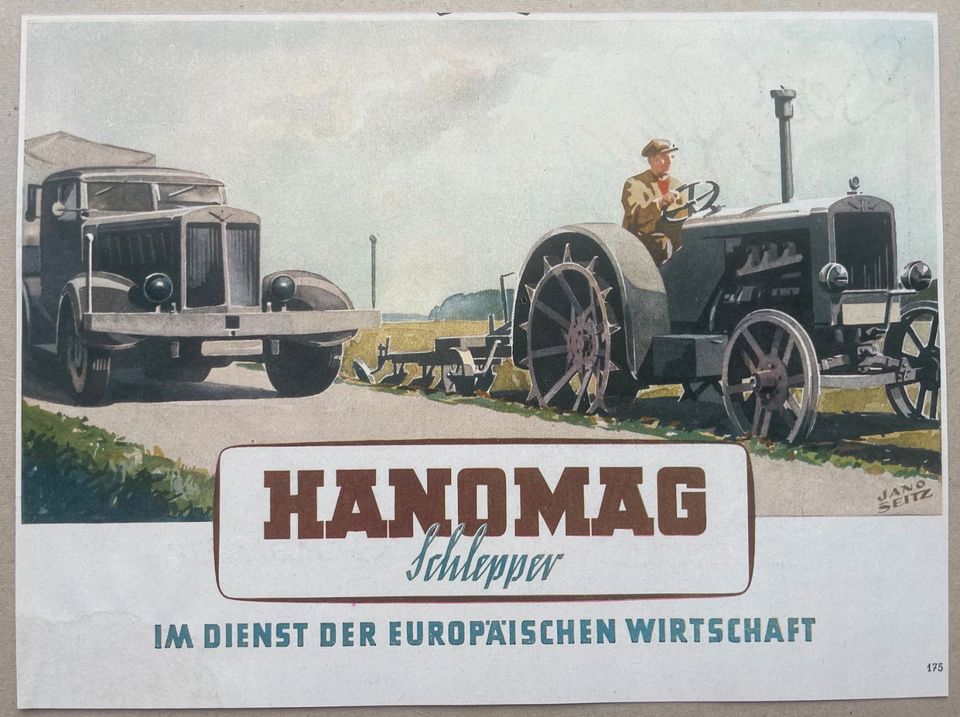 Hanomag Schlepper Reklame 1944 Traktor Werbung Grafik Jano Seitz in Klipphausen