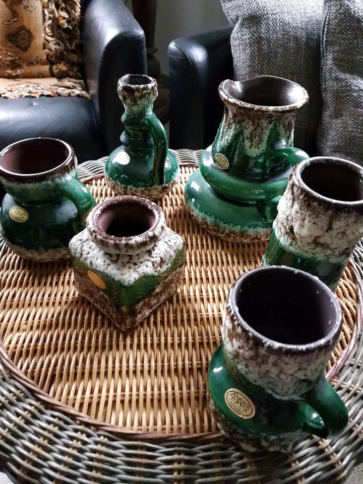 6 verschiedene Vasen 70er Jahre JOPEKO Keramik grün unbenutzt in Buxtehude