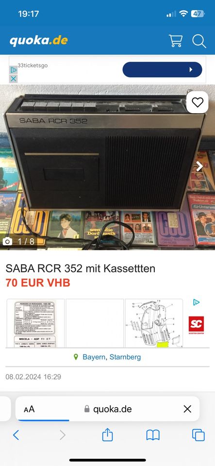 SABA RCR 352 mit Kassetten läuft in Starnberg