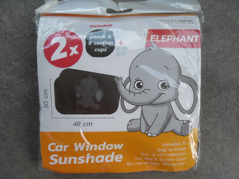 2 St. Autofenster Sonnenblende Elefant-Motiv, universell in Essen -  Essen-Katernberg