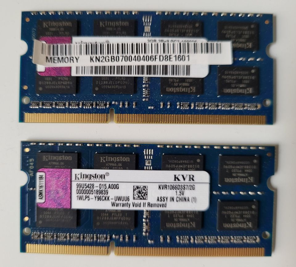 4GB Kingston DDR3 RAM (2x 2GB) / SODIMM für Laptops in Mettmann