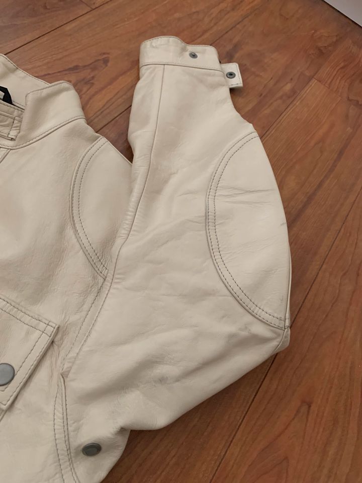 BELSTAFF LEDER JACKE COUGAR WEISS CREME M 48 RETRO VINTAGE in Darmstadt