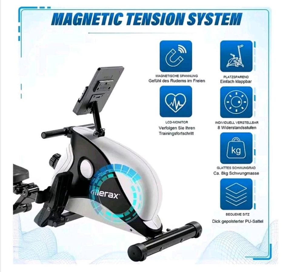 Merax Rudergerät mit LCD-Monitor Halterung, 4 KG Schwungradmasse, in Seibis