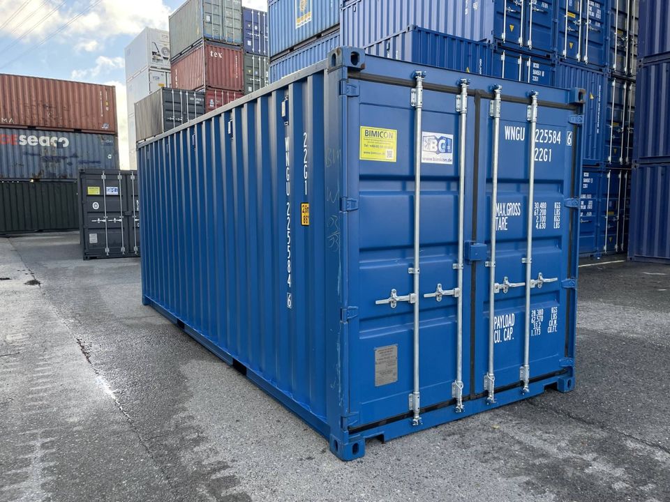 MIT STAHLFUSSBODEN + LICHT  20 Fuß ONE WAY NEU Lagercontainer mit STAHLFUSSBODEN und LICHT / Seecontainer / Materialcontainer RAL 5010 in Hamburg