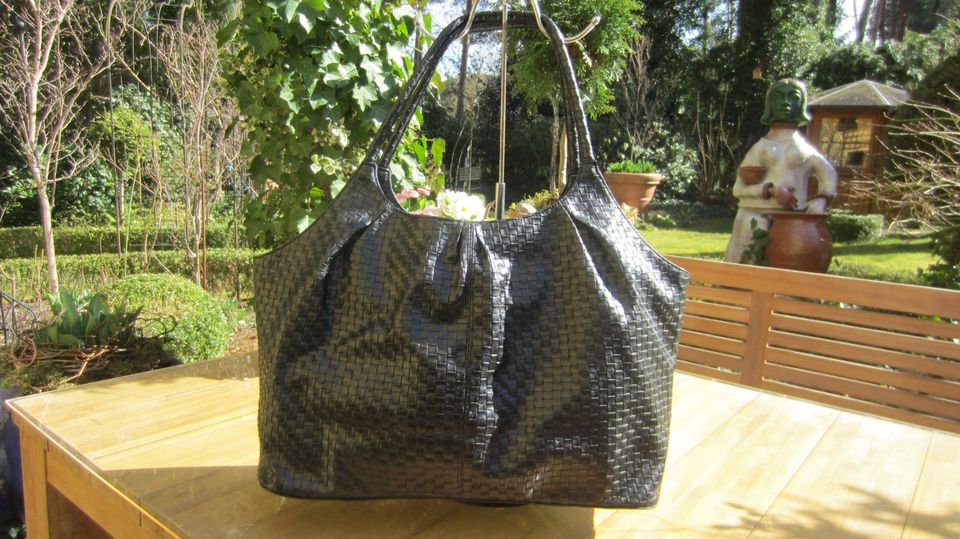 XL Shopper Tasche Italy Flechtleder Vegan schwarz Tode Bag in Caputh