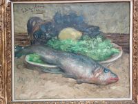 Öl Gemälde Bild mit Rahmen S.BALENGHIEN NATURE MORTE AV POISSON Nordrhein-Westfalen - Gevelsberg Vorschau