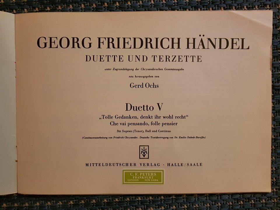 G. Fr. Händel: Duette und Terzette. Duetto V "Che vai pensando" in Hannover